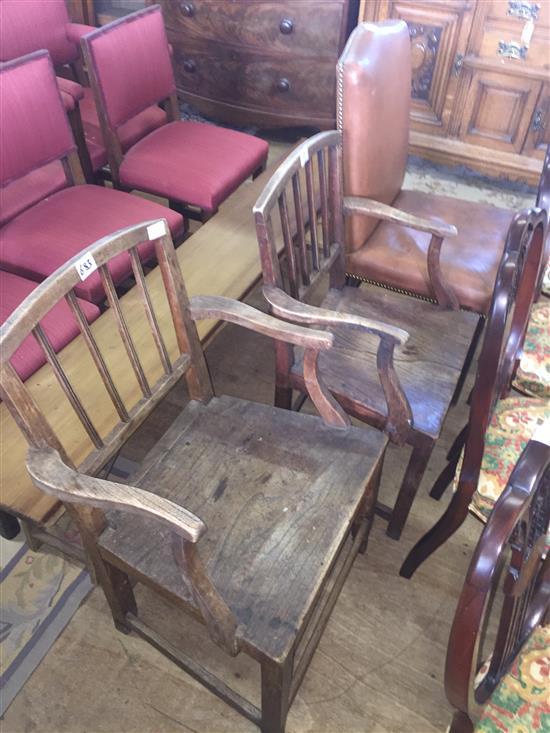 Two Oak elbow chairs & another(-)